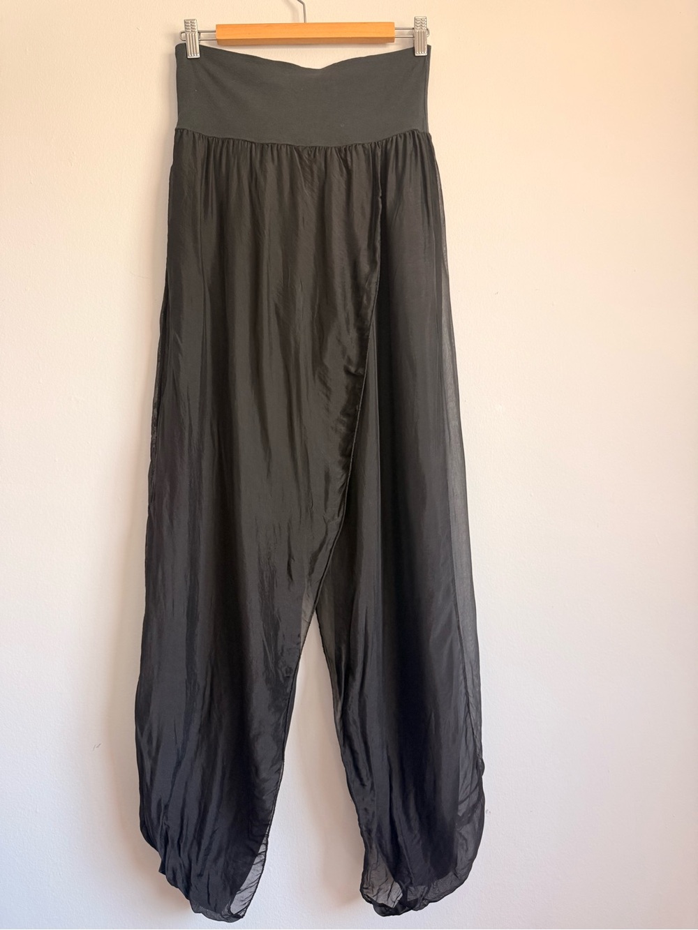 Scandal Italy Feeling Free Silk Harem Pants Black One Size Boho